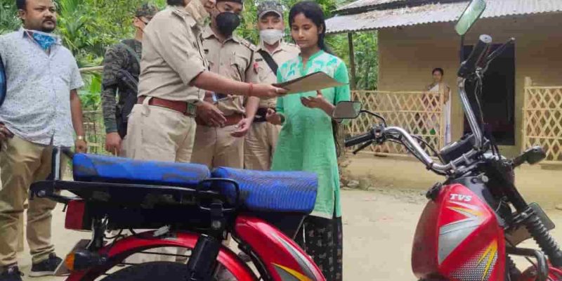 dibrugarh police gift moped to a girl